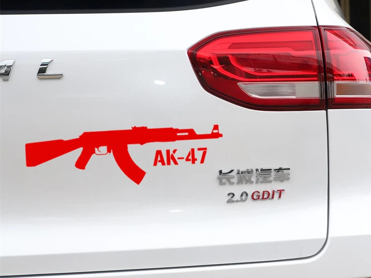 AK-47 Assault Rifle 2PCS Pair Car Stickers Funny Reflective Decals For Trunk Windshield Bumper Window Motorcycles Computer