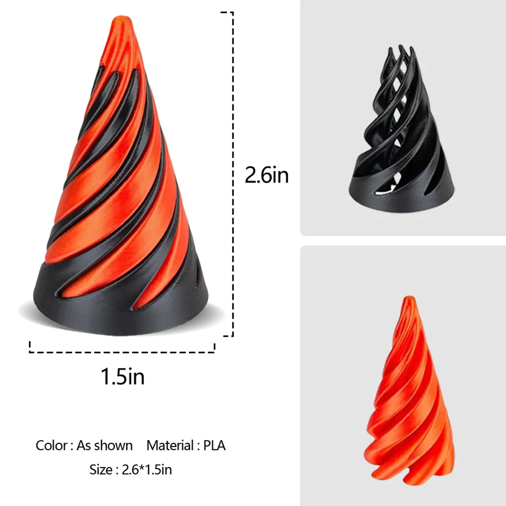 3D Printed Spiral Cone Toy Stress Relief Fidget Toy Impossible Pyramid Passthrough Sculpture Mini Vortex Thread Illusion Ornamen