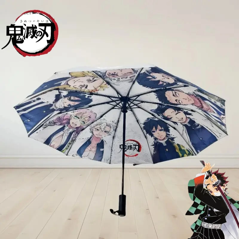 

Demon Slayer anime cartoon cute student umbrella creative personalised 2D automatic sunshade sun protection parasol gift
