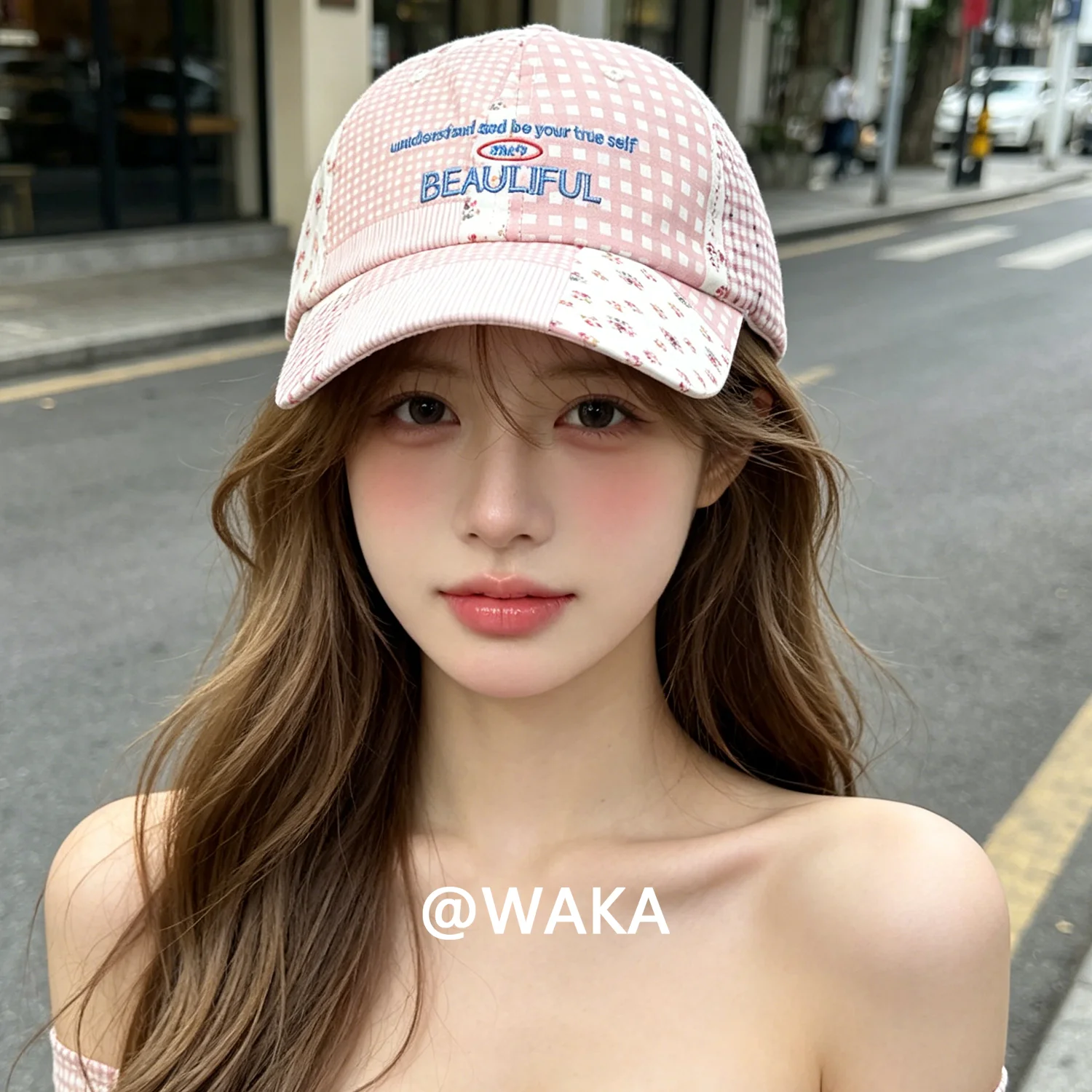 vintage-cute-patchwork-plaid-floral-baseball-cap-letter-embroidery-adjustable-sun-hat-casual-streetwear-daily-outdoor-unisex