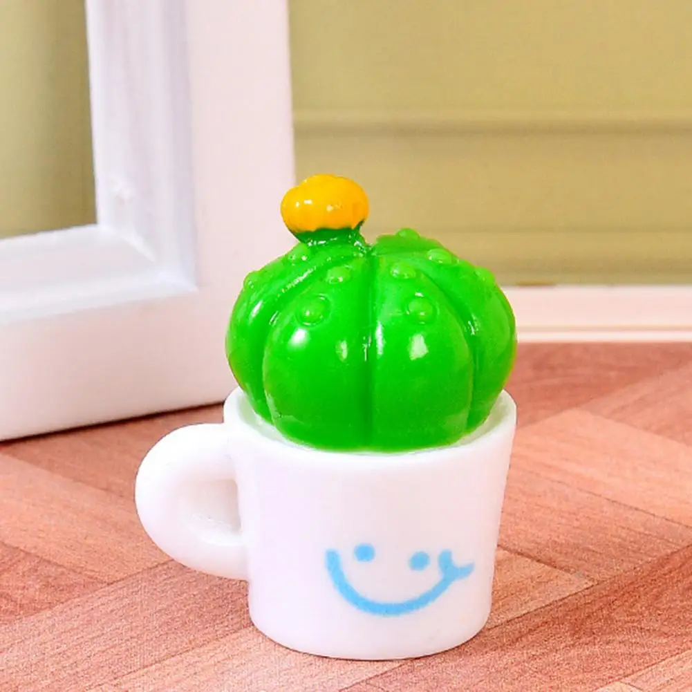 Moisture-proof Desk Accessory Miniature Resin Figurine Miniature Cactus Figurine Decor Tiny Potted Plant Cute Desk for Home