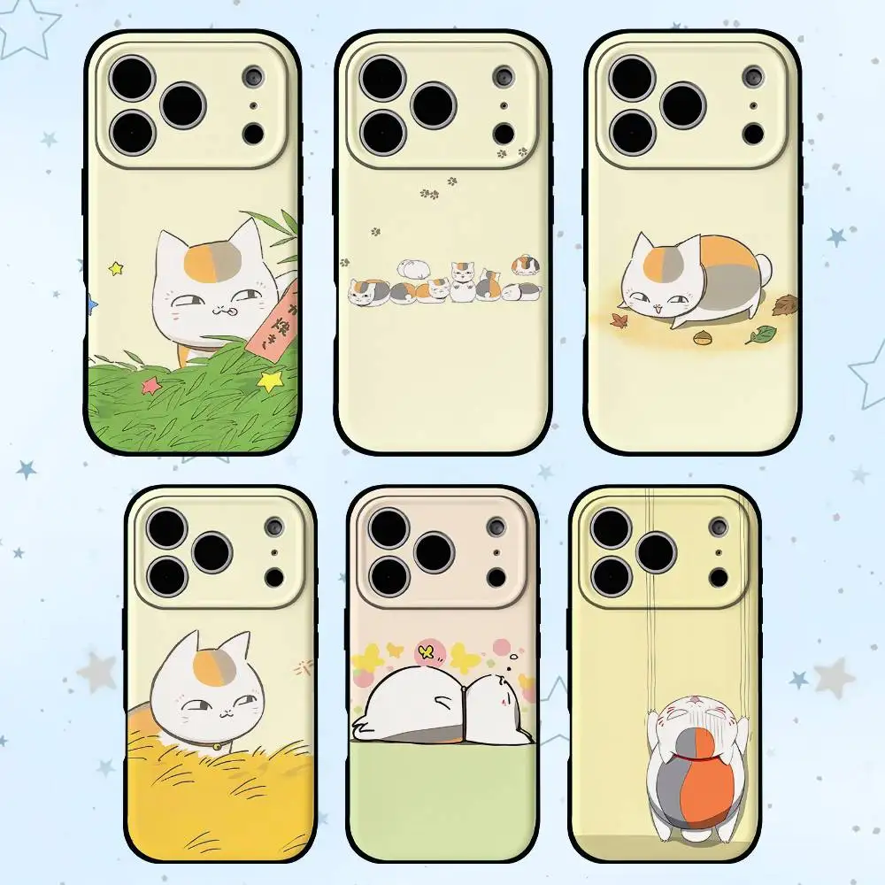 Nyanko-sensei schwarze Handyhülle, die für iPhone 17,16,15,11,13,14 Pro Max,Plus,X,Xr,Xs Max,13Mini geeignet ist.