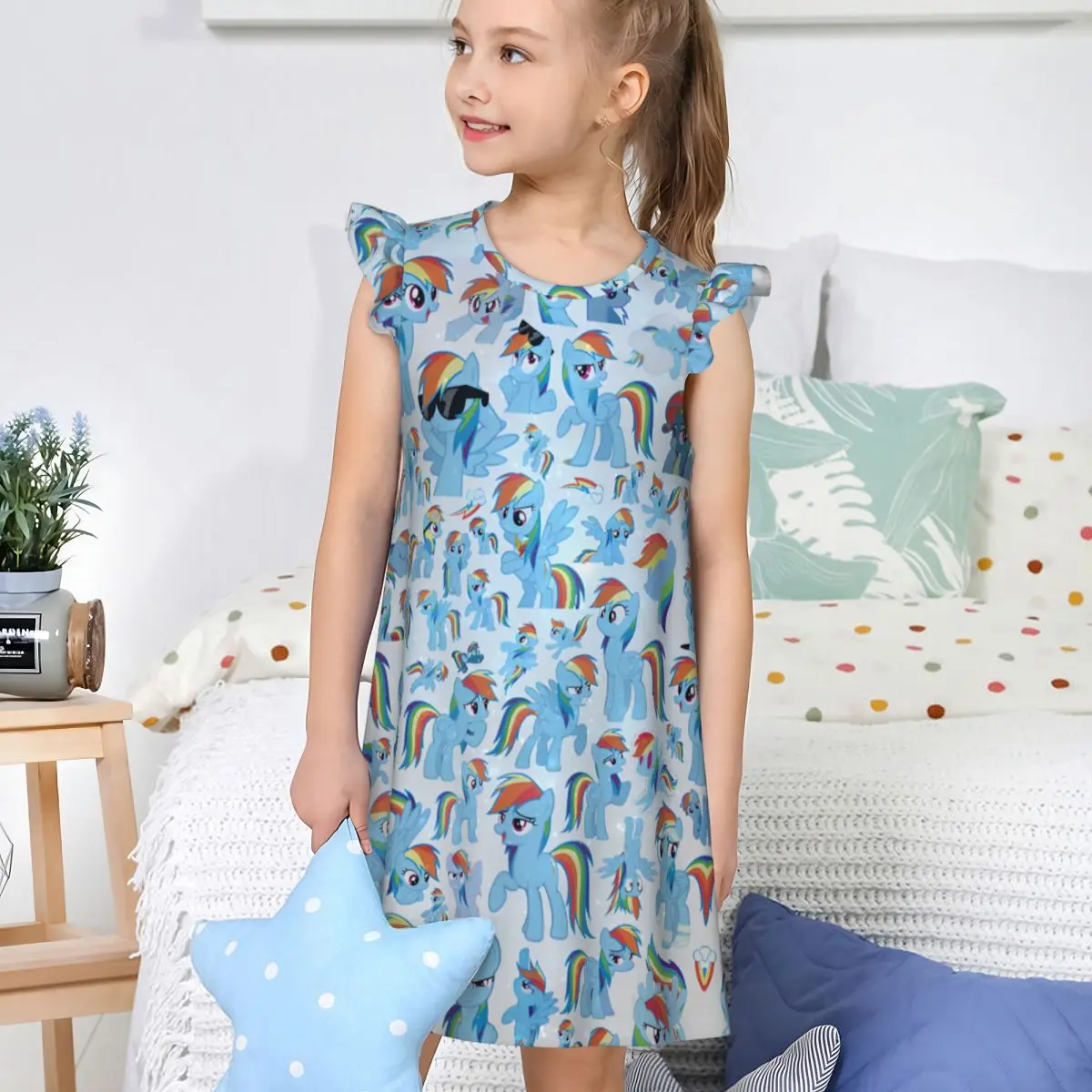 My Little Pony Cartoon Girl Nachtjapon Outfit Pyjama Kawaii Nachtjapon Comfortabel Nachthemd Jurk voor kleine meisjes