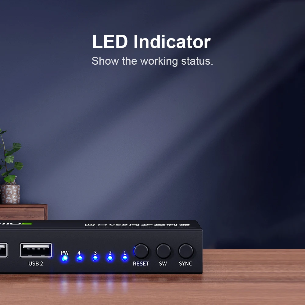 Imagem -05 - Aimos-usb Sincronizador com Ampla Compatibilidade Portas Teclado e Mouse Controlador Síncrono Liga de Alumínio Kvm Switcher