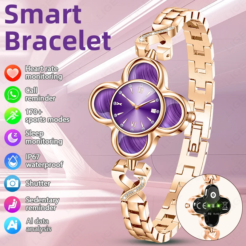 

LIGE Fashion Bracelet Women Call Reminder Heart Rate Blood Oxygen Sleep Monitor Health Band Alarm Clock Smartwatch Ladies Gifts