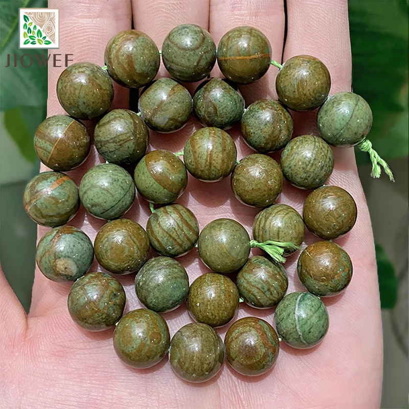 Natural Stone Smooth Green Malachite Jaspers Round Loose Beads for Jewelry Making DIY Bracelet Accessories 15'' 4/6/8/10/12mm