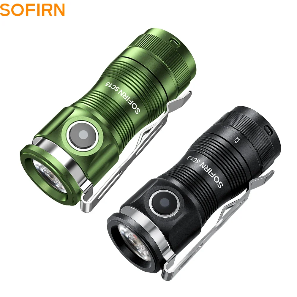 Torcia Tattica Ricaricabile Sofirn Mini SC13 SST40 LED 1300lm 6000K con Magnete, Torcia di Emergenza a Portachiavi