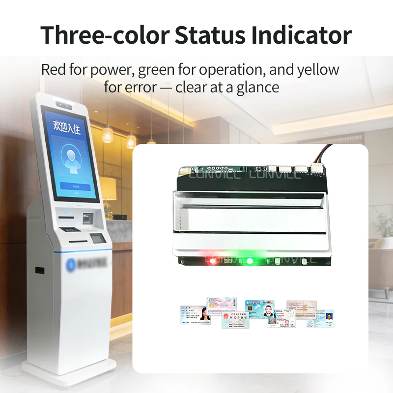 LONVILL 90.9x60.8x13mm 5V 400mA Reads MRZ Passport Card Reader Module for Hotel Airport Check in Passport Reader Device