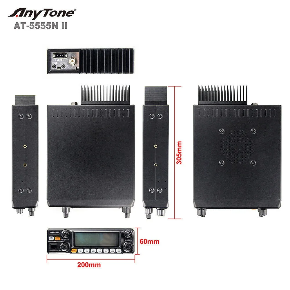 ANYTONE AT-5555N II High Power 60w CB Radio 25.615 - 30.105 Mhz 40 Channel Mobile Transceive AM/FM/SSB 11 Meter with LCD Radio