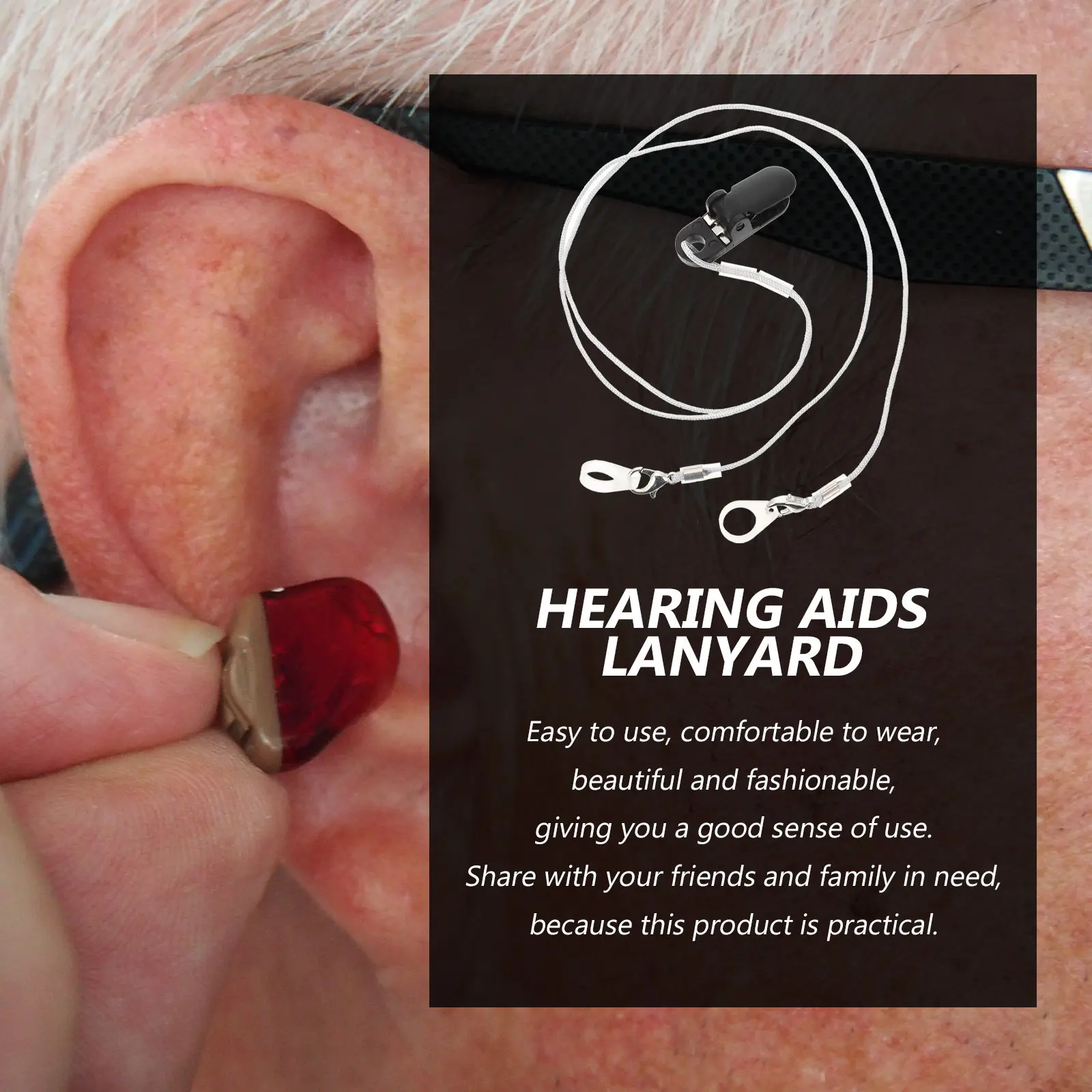 1Set Premium Hearing Aids Anti-Lost Hanging Rope Non-Deforming Soft Wearable Lanyard for Elderly Users Daily Use