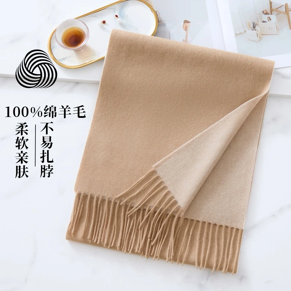 الراقية 100% الصوف وشاح مزدوج الوجهين الباشمينا شتاء دافئ وشاح طويل دافئ شال الرجال وشاح المرأة الكشمير وشاح مع شرابة