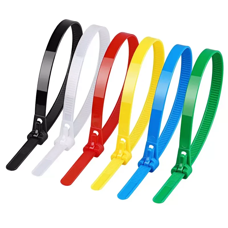  100Pcs Releasable Nylon Cable Ties 150mm Multi Color Reusable Zip Ties Wire Organizer Strap