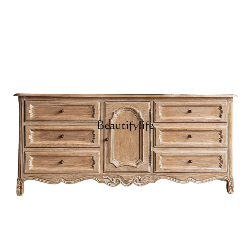 

*American retro style dining side cabinet small apartment household kitchen storage cabinet French style