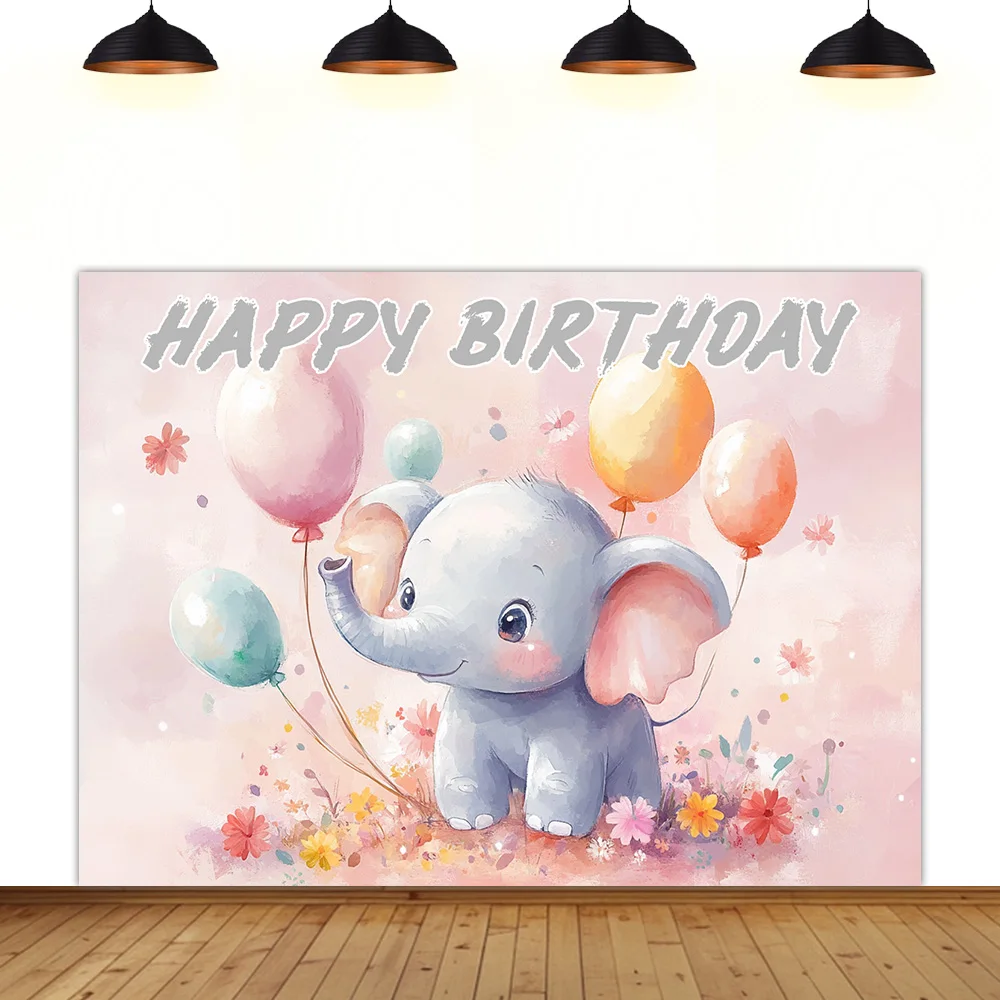 

Little elephant theme birthday background baby children elephant party banner cute cartoon gift decoration photography backdrop