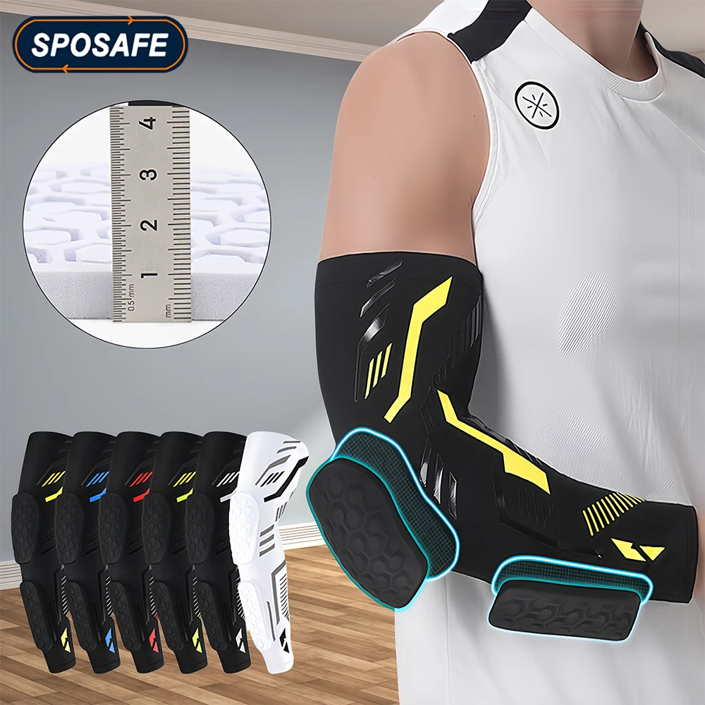 

Anti-collision Arm Sleeve Protective Compression with Elbow Honeycomb Pad for Youth & Adult Sport Basketball Football Volleyball