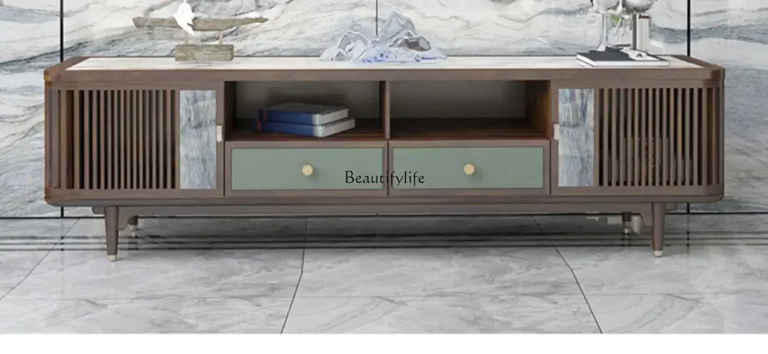 

New Chinese ebony TV cabinet, all solid wood light luxury living room locker, high-end living room furniture floor cabinetL