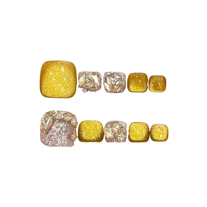 

Golden cat's eye wearing nail toenail advanced sense toenail patch handmade beautiful wearing nail art