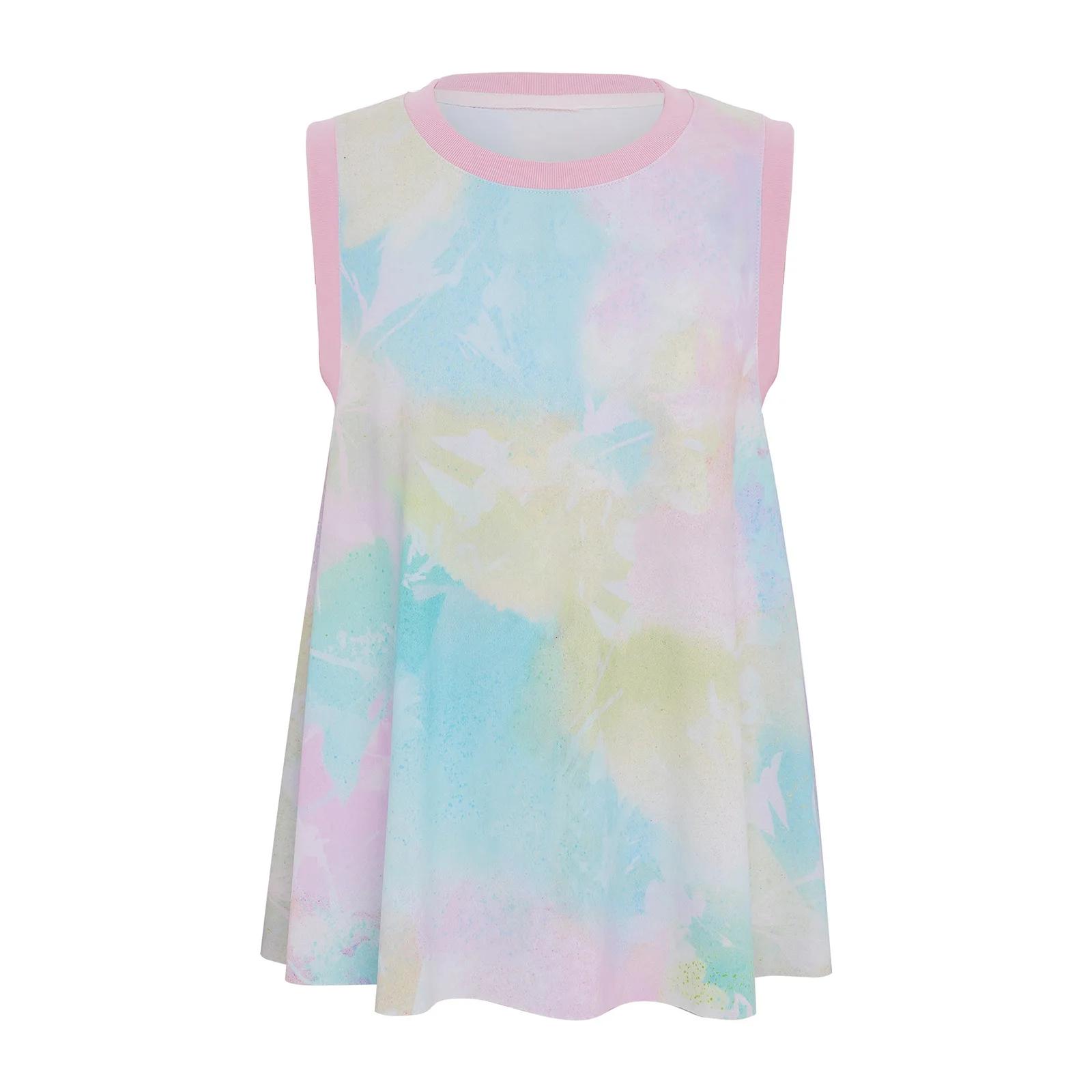 Kids Girls Fashion Printed Sports Vest Quick-Drying Tracksuit Round Neck Sleeveless Tank Top for Yoga Gym Workout Skating Dance