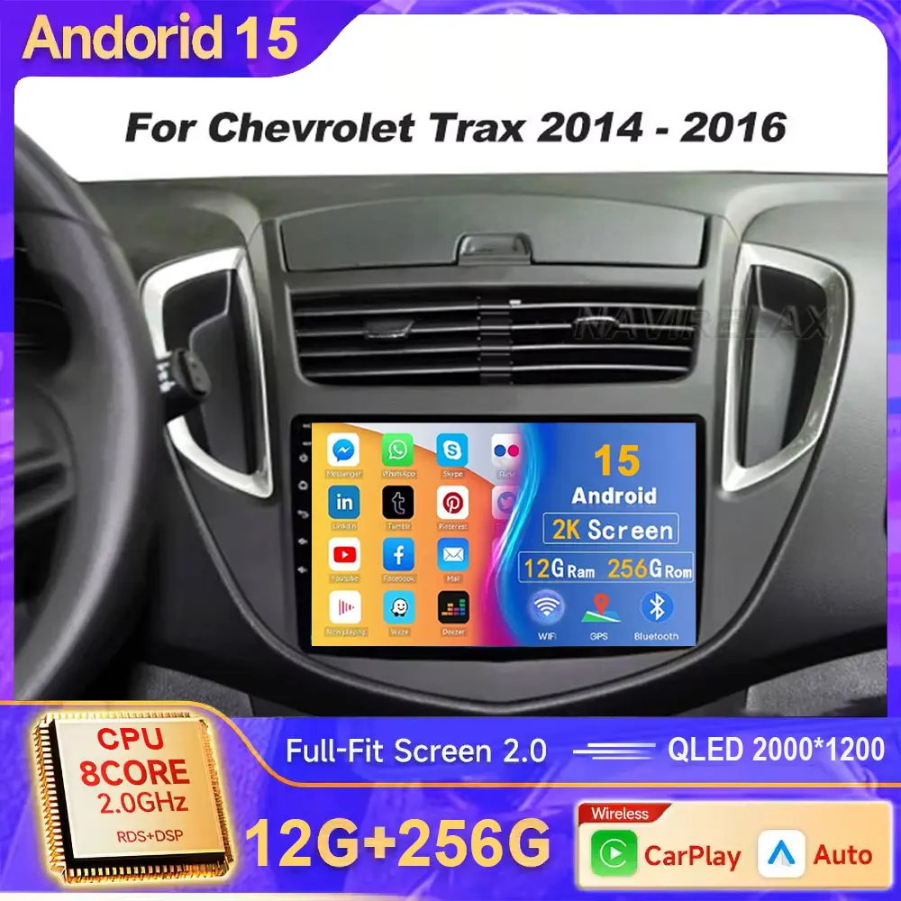 

Автомобильное радио Android для Chevrolet Trax 2014-2016, мультимедийный видеоплеер, автостерео, GPS-навигация, экран Carplay