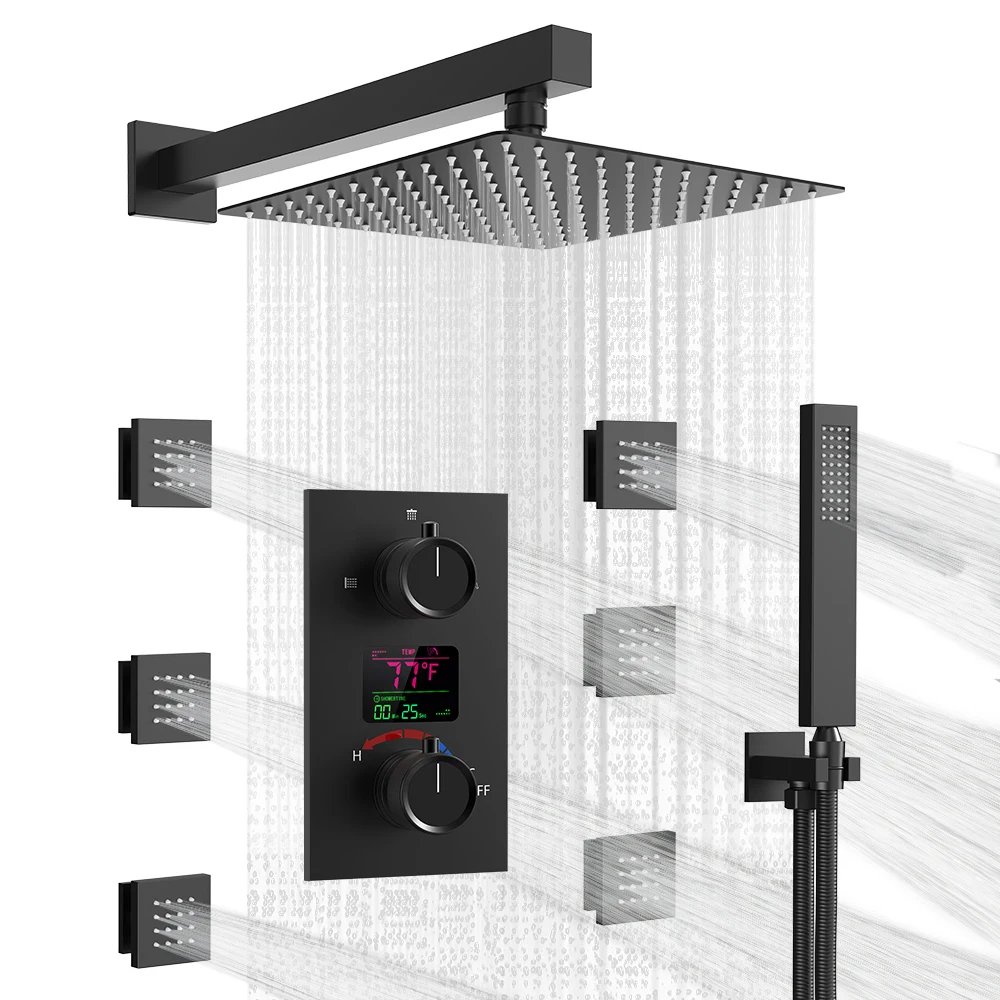 

Современный набор для ванной комнаты, латунный смеситель с дождевой насадкой, душевая система, набор для ванной комнаты, смеситель для горячей и холодной воды, набор смесителей для дождевого душа