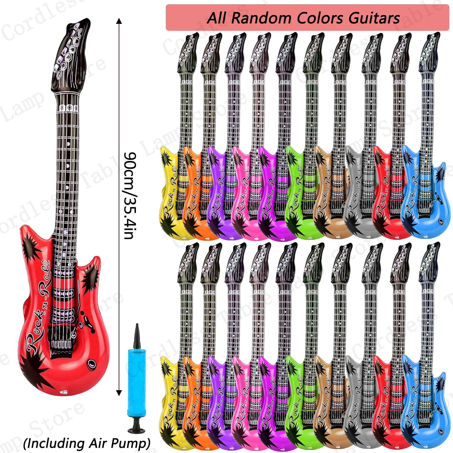 12-60 Stuks Opblaasbare Rock Star Speelgoed Opblaasbare Gitaar Microfoons Ballonnen Opblazen Muziekinstrument voor 80s 90s Muzikale Partij