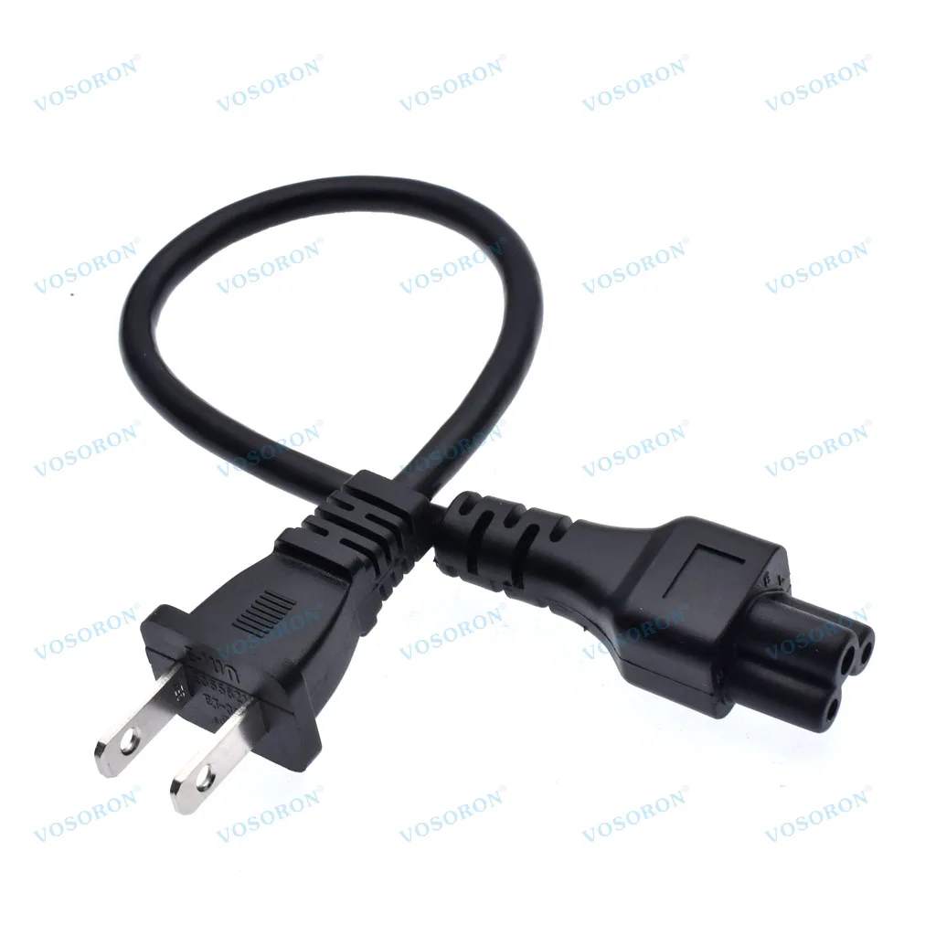 NEMA 1-15P to IEC 320 C5 power cable,2 Pin JP US Plug 2 Pole IEC 60320 C5 3 Prong AC Power Cord Short Laptop Portable Cable 30cm