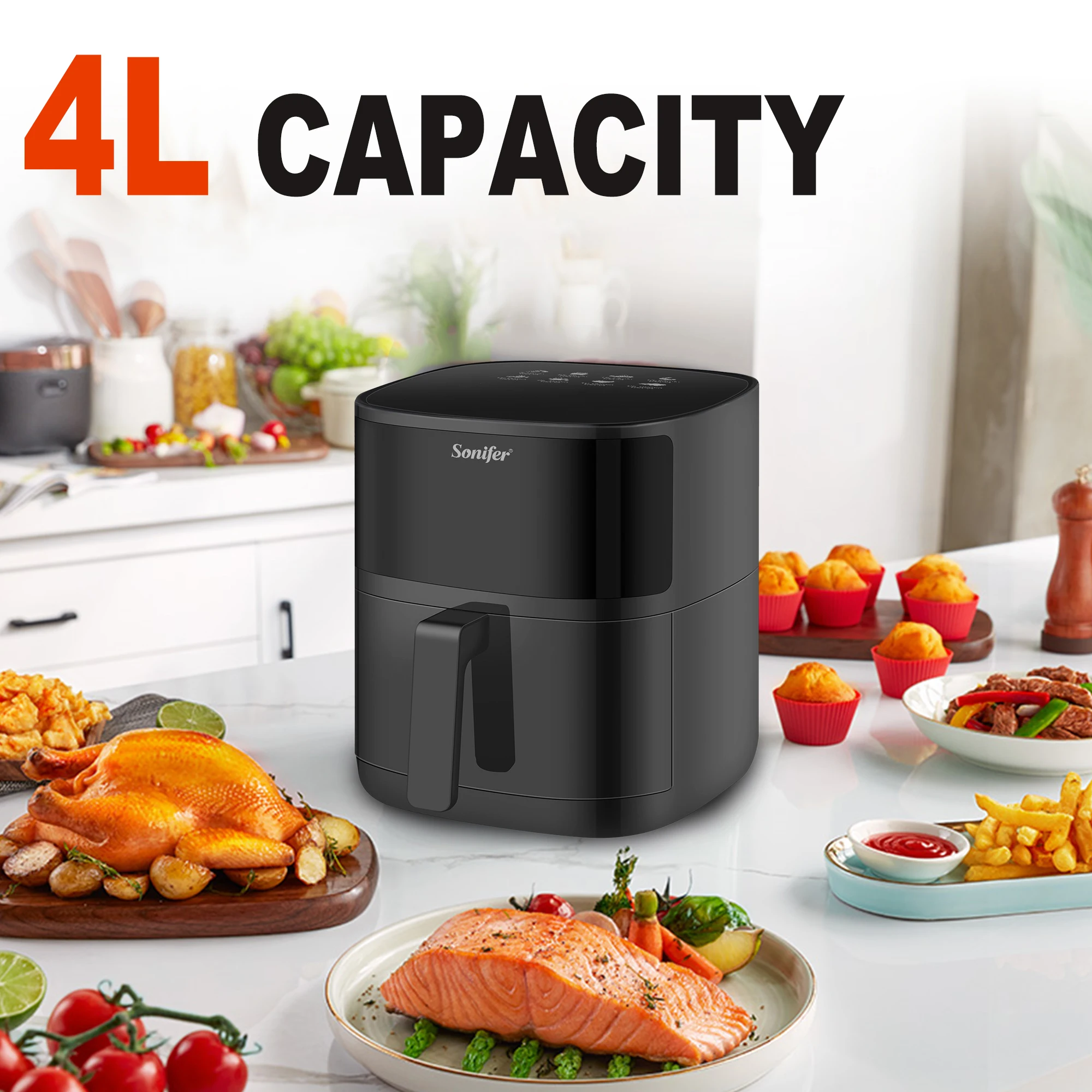 4L Air Fryer Without Oil Oven 1300W Multifunction Electric Deep Fryer Nonstick Basket Kitchen Cooking Frying Sonifer