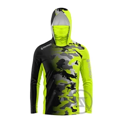 RIGHTTRACK Mask Hoodies Fishing Clothing UPF50+ UV Camo Hunting Climbing Camping Hiking Breathable Outdoor Sports Apparel