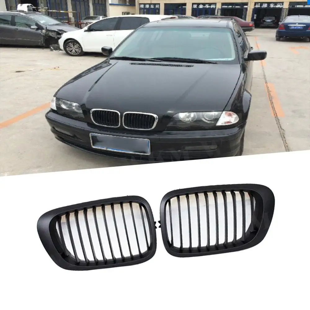 

Front Kidney Double Slat Grill Mesh Grille Frame Covers For BMW 3 Series E46 4 Door 2Door Coupe 318I 320I 325I 1998-2001 ABS