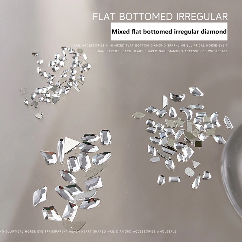 

50Pcs Flat Bottom Special-Shaped Diamond White Crystal Rhinestone 3D Manicure Nail Art Decoration Charms Jewelry Glass Stone