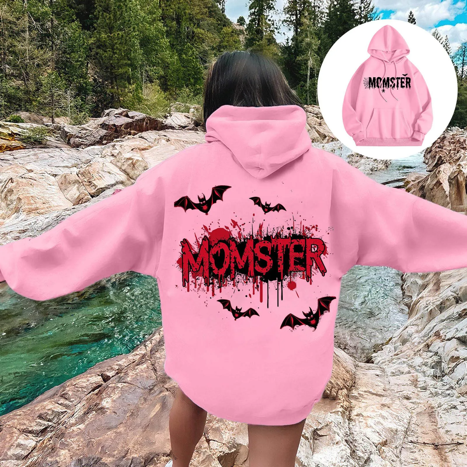 

Halloween Mom Sweatshirt For Women Funny Momster Letter Print Hoodies Sweatshirt Long Sleeve Casual Fall Holiday Pullover Tops