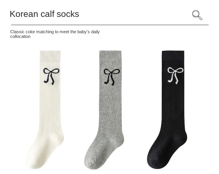 3Pairs Teenager Mädchen Mid-kalb Schule Socken Bogen Koreanischen Stil Frühling Kinder Kniehohe Slouch Socken Mode Kinder stapelbare Strumpfhosen – Detail 4