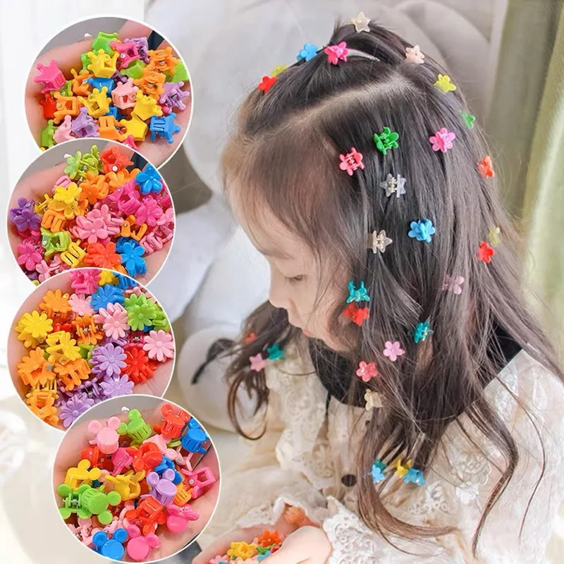 1set Girls Cute Strawberry Hair Clips Star Crown Flower Small Hair Claw Clip For Kids Baby Mini Rabbit Hairpin Kawaii Acessories