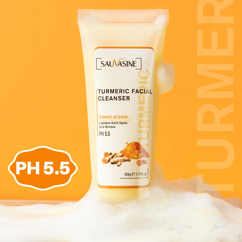 Turmeric Facial Cleanser, Deep Cleaning & Lightens Dark Spots and Wrinkle, 50g/1.76fl.oz