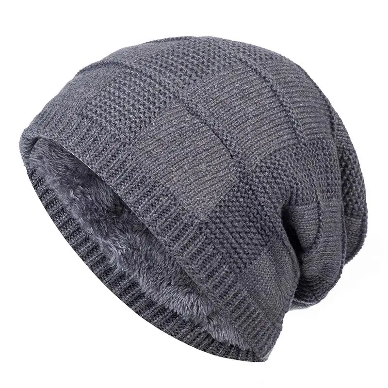 New Unisex Plain Color Winter Hats For Men & Women High Quality Warm Ski Beanie Cap Men Women Add Fur Lined Cotton Knitted Hat