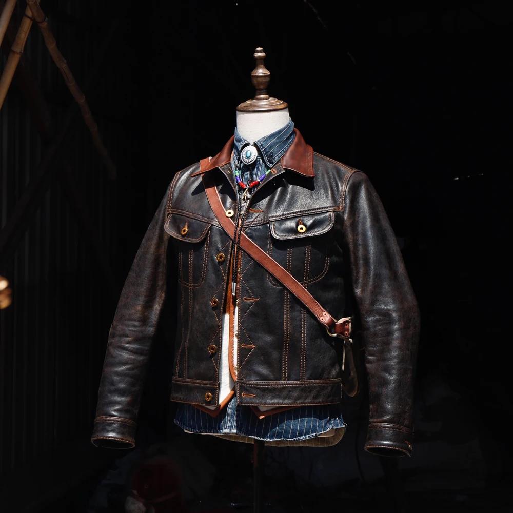 YR! Veste en cuir Storm Riders pour hommes, manteau en cuir Cirhide, vêtements décontractés classiques, style vintage, vêtements d'extérieur, livraison gratuite