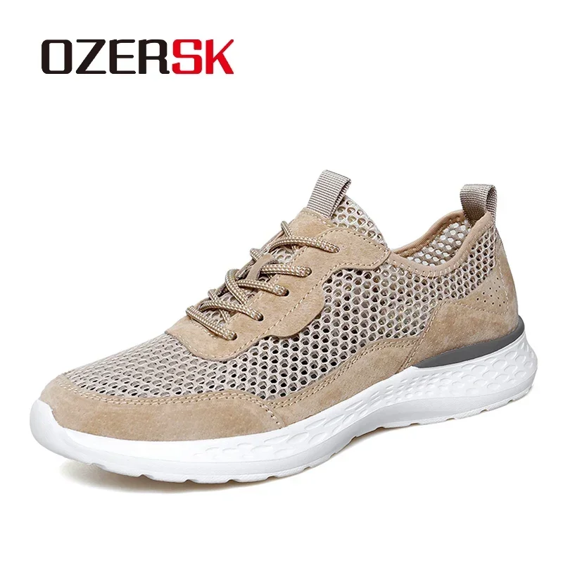 OZERSK Summer Mesh Shoes Men Sneakers Plus Size Lightweight Breathable Walking Footwear 2025 New Comfortable Casual Men's Shoes