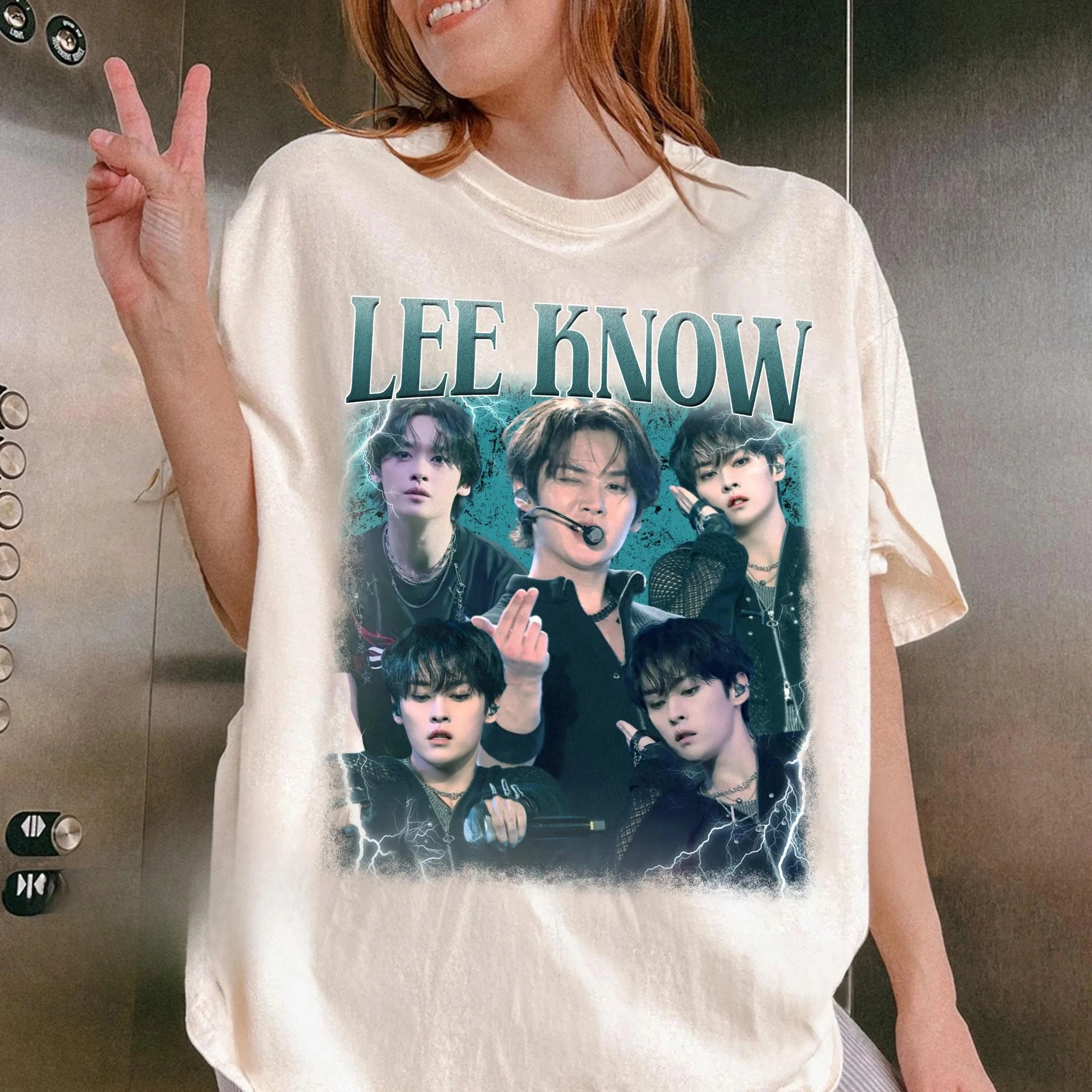 Lee Know Printed Women's T-shirt Spring/Summer Fashion Trend Pure Cotton Top Neutral Round Neck Short Sleeve T-shirt