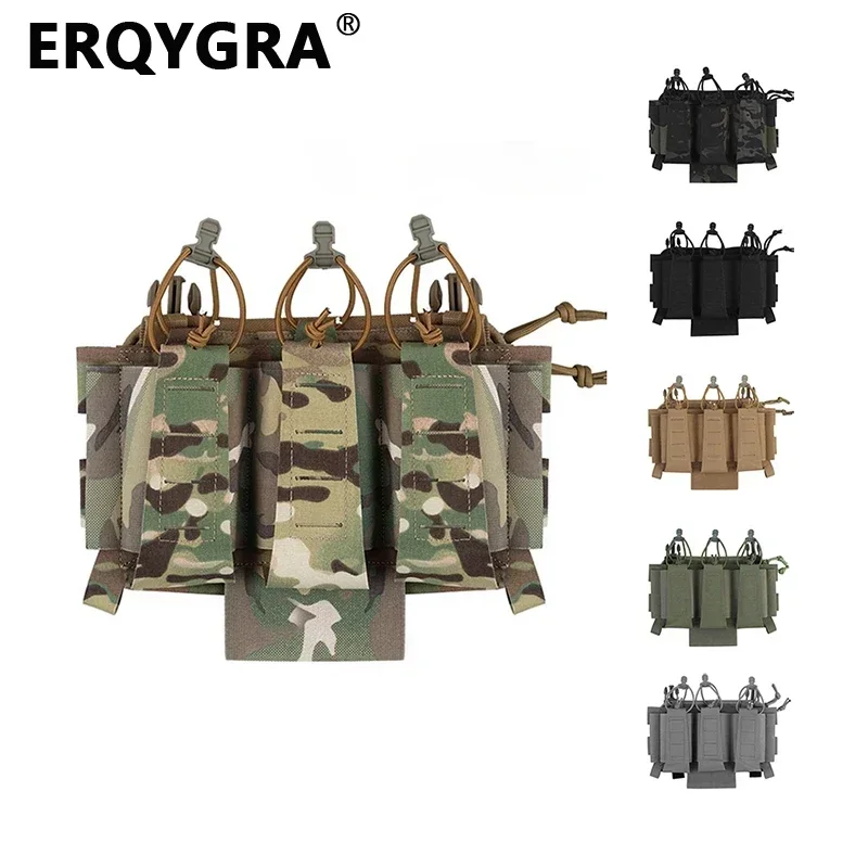 

ERQYGRA Tactical 5.56 Elastic Triple Mag Pouches Vest Gear Airsoft Hunting Equipment Molle System Shooting Accessories Paintball