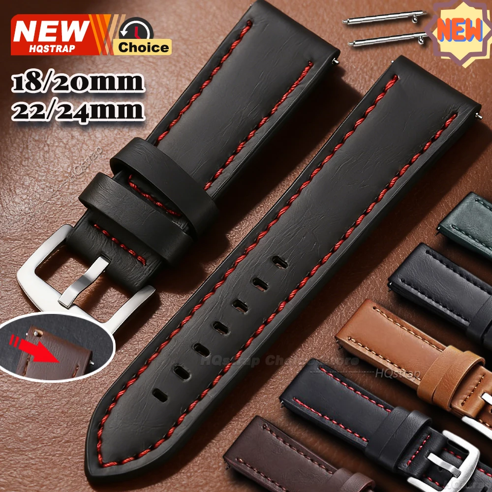 Correa de reloj de cuero de liberación rápida de 18mm, 20mm, 22mm, 24mm para Omega, correa de reloj inteligente original, pulsera para Seiko, correas para Rolex