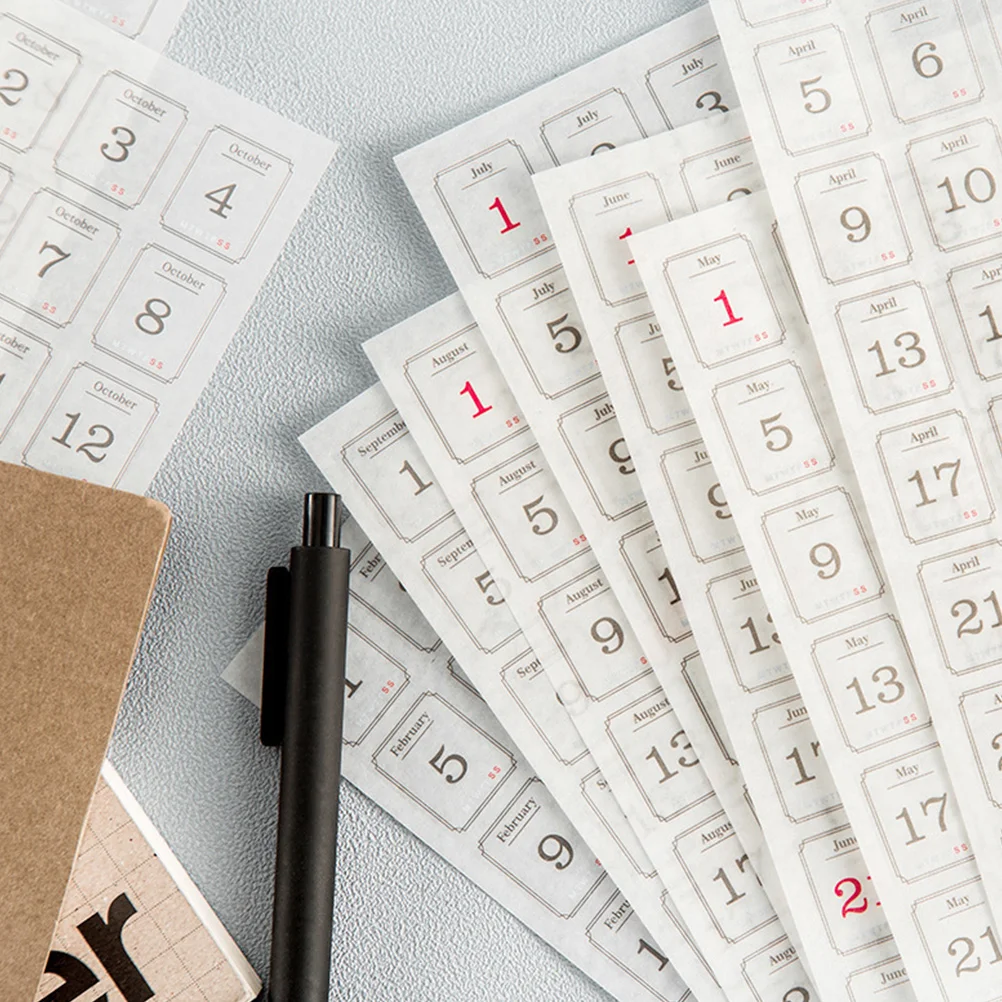 24 Sheets Days Daily Calendar Reminder Sticker Calendar Stickers Aesthetic Tabs Paper Notebook Presentation Diary Label