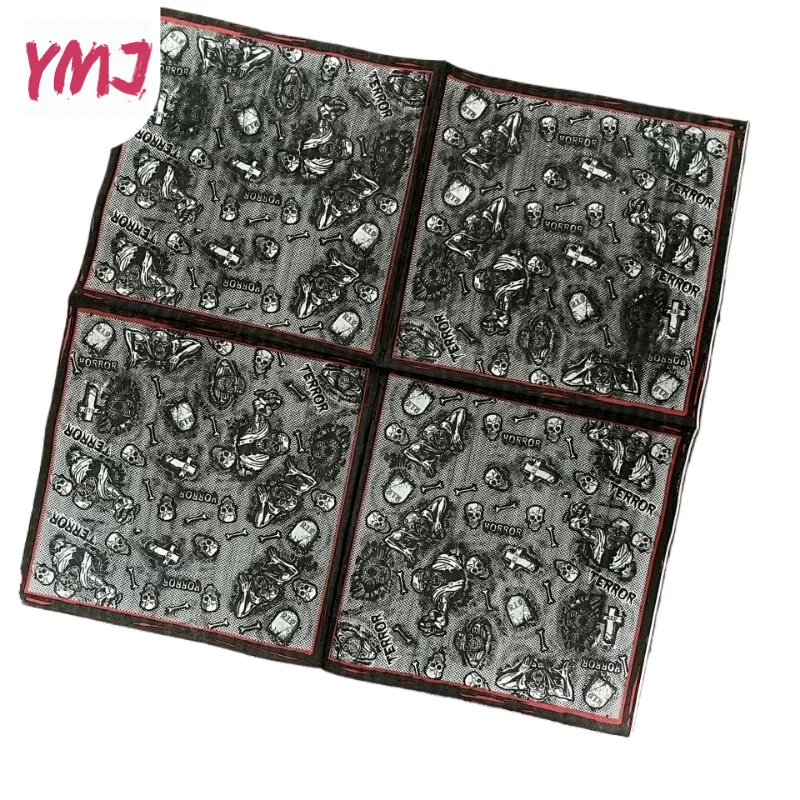 Halloween Party Napkins Dark Little Skulls Disposable Printed Paper Napkins Halloween Decoration Paper Placemats 2-Ply 20pcs/pac