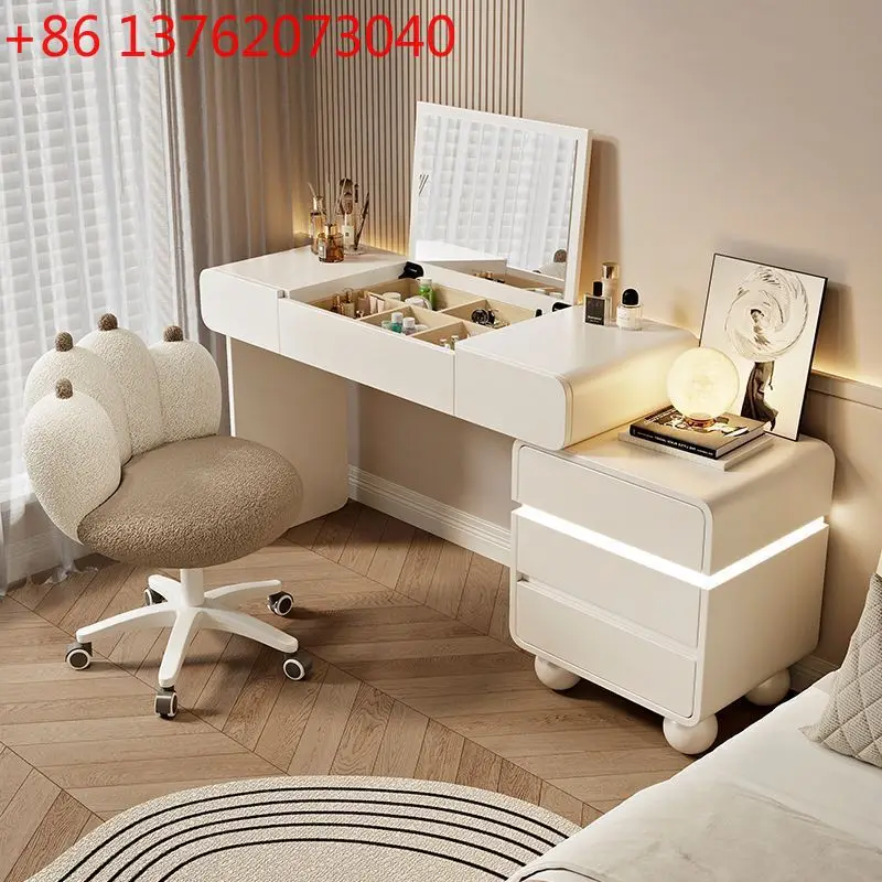 

Bedroom modern simple cream style light luxury makeup table office storage cabinet integrated