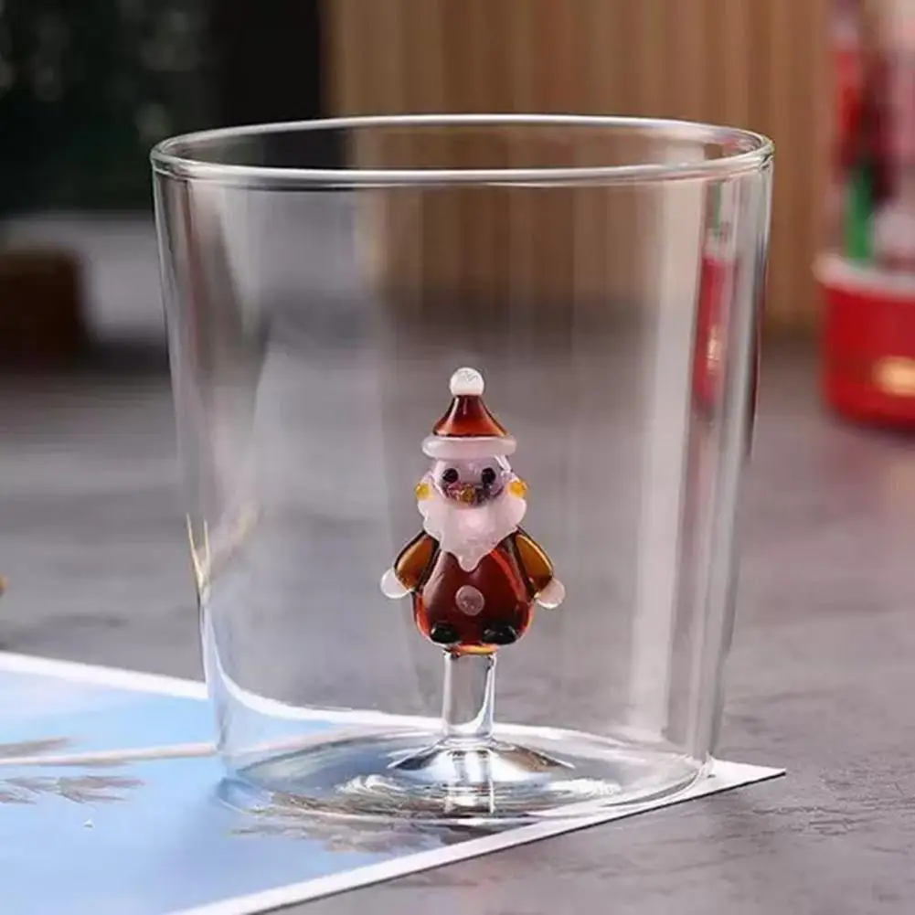 Festive Drinkware Christmas Wine Glasses 3d Christmas Tree Glass Cup High Borosilicate Stemless Wine Tumbler for Cocktails