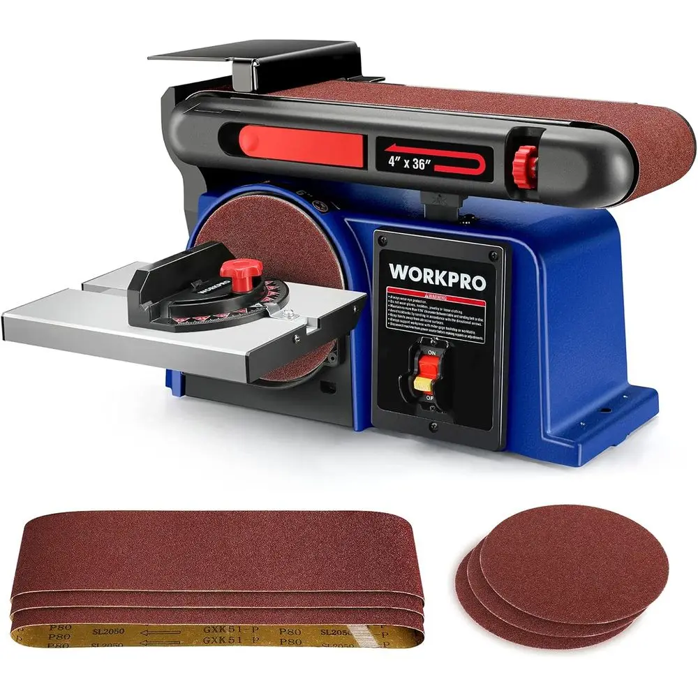 

Belt Disc Sr, 4 in. x 36 in. Belt & 6 in. Disc Sr with 6pcs Sandpapers, Cast Iron Base or Sanding Woodworking, DIY Decoration