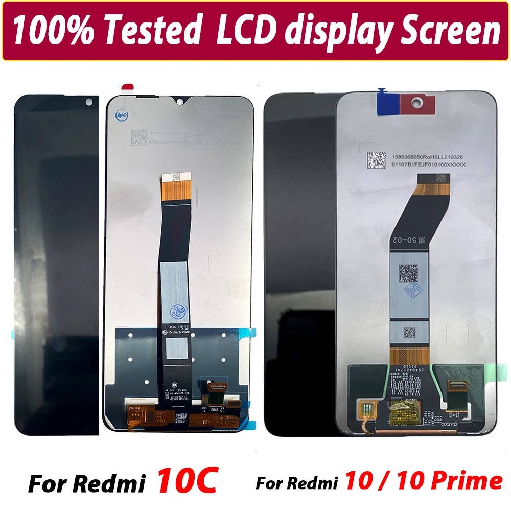 100% Tested NEW LCD Display Touch Screen Digitizer Assembly Replacement Parts For Xiaomi Redmi 10 Prime 10C 10A