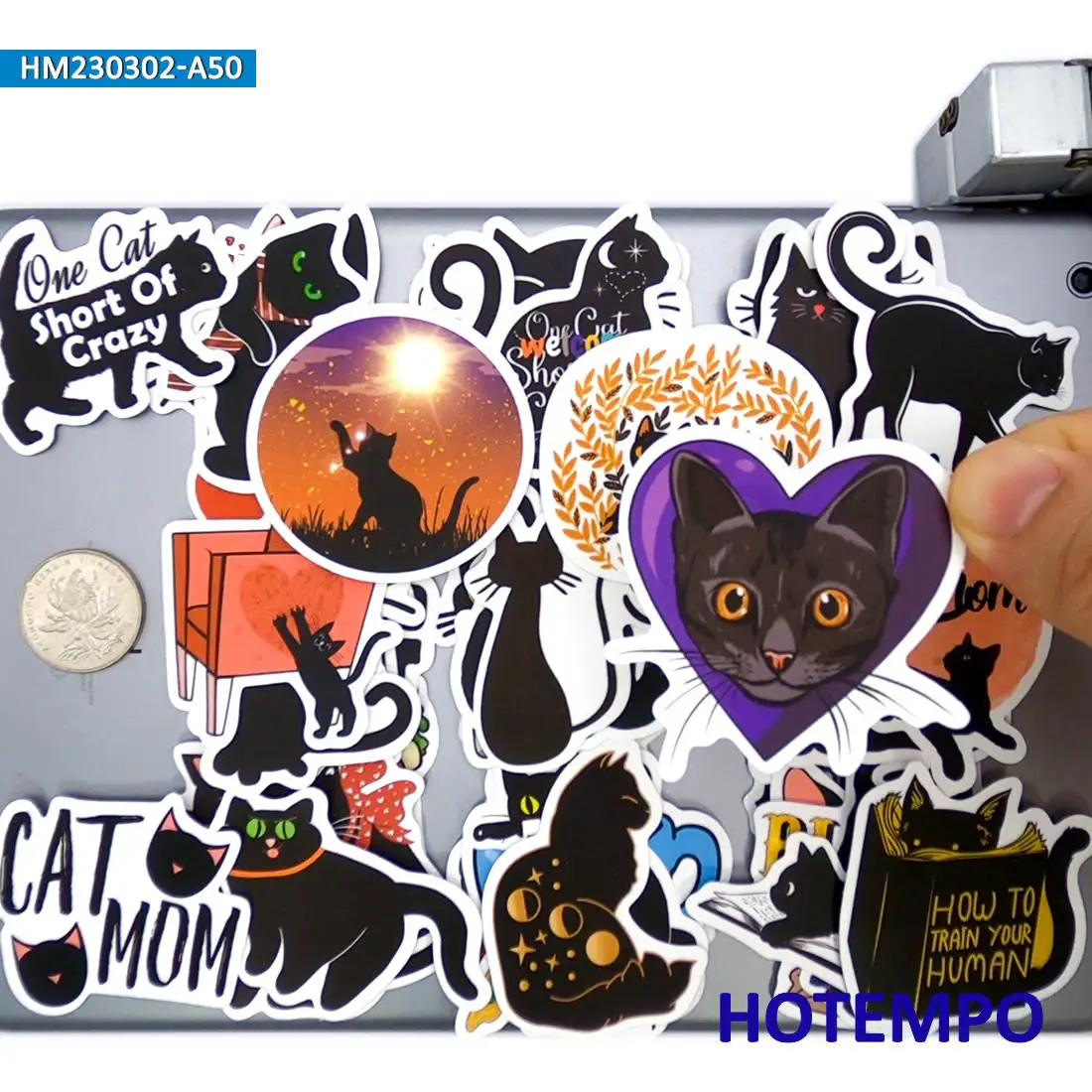 

20/30/50Pieces Cute Animals Graffiti Cartoon Pet Black Cat Stickers for Kids Journal Scrapbook Luggage Bike Phone Laptop Sticker