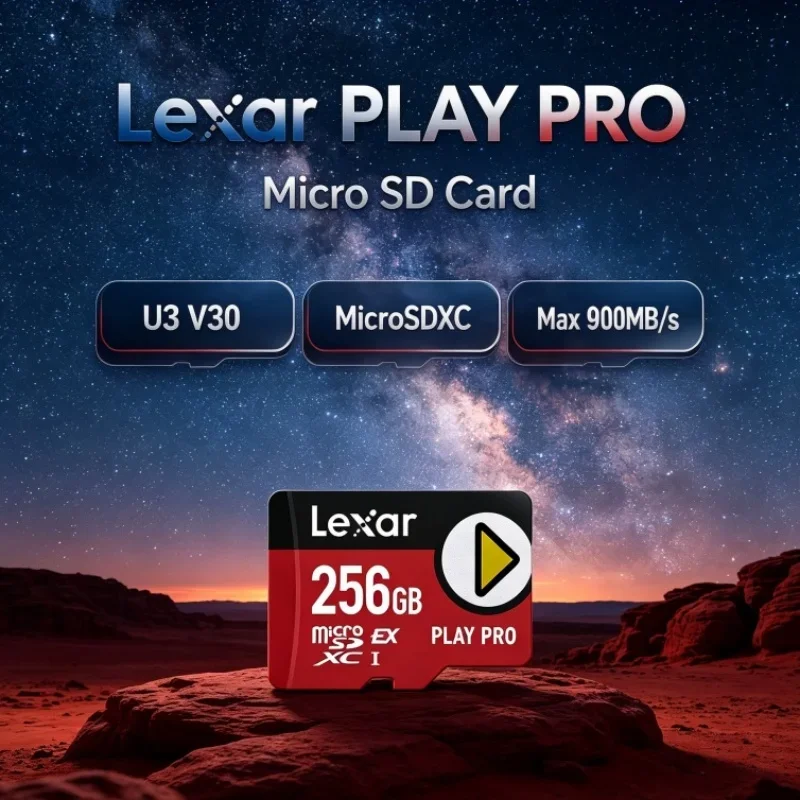 Lexar PLAY PRO MicroSDXC Express Card 256GB 512GB 1TB Max 900MB/s V30 U3 C10 High Speed Memory Card Class 10 for Digital Camera