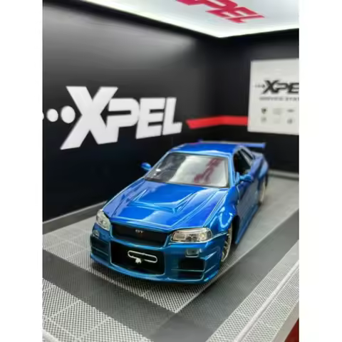Jada1:24 Brian 2002 Nissan Skyline GT-R R34 Toys JDM Street Drift Super Cars Metal Case Gift