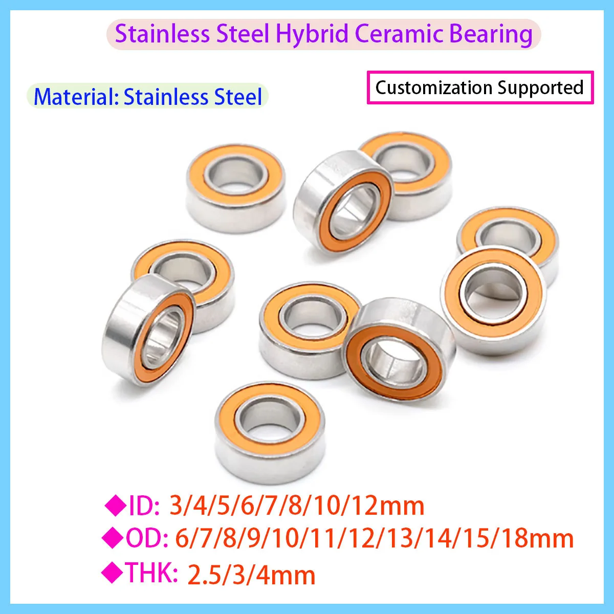 SMR106 95 63 74 84 85 104 105 115 117 126 128 137 148 C 2OS Fishing Boat Bearings Stainless Steel Hybrid Ceramic Bearings